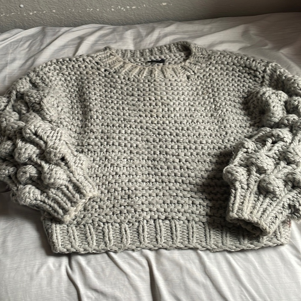Vici bubble sleeve cardigan and it’s hand knit